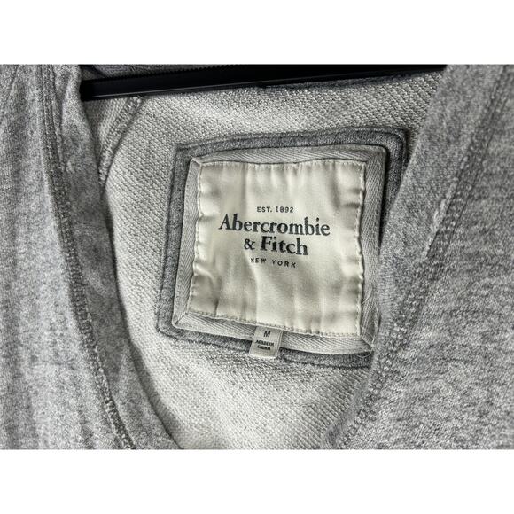 Vtg Abercrombie & Fitch V Neck Hoodie Womens Sz Medium Grey Y2K Pocket Cozy Long - Picture 3 of 7